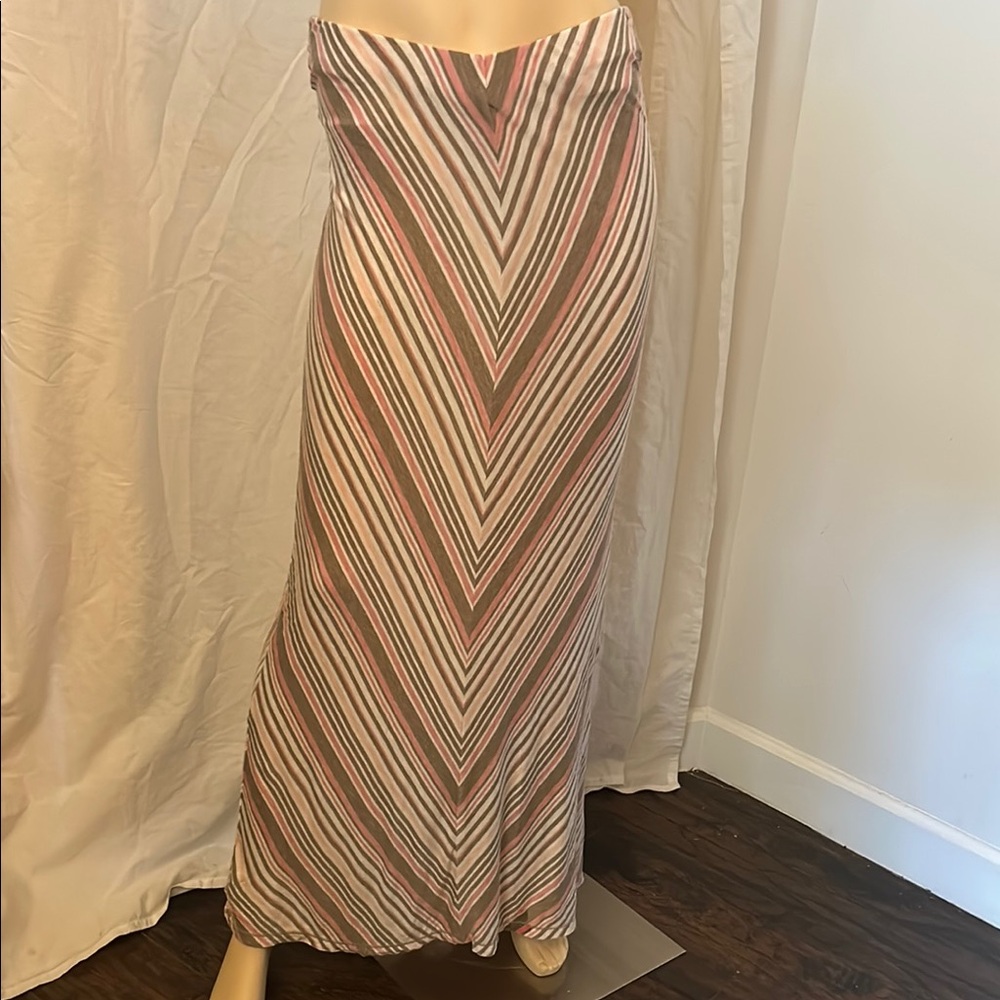 Striped Maxi Skirt - Pink and Brown